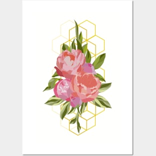 Floral Peony Hive Posters and Art